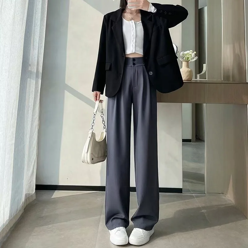 

New 2026 Men's Loose Casual Pants Korean Style Trendy Thin Wide Leg Floor Length Summer Lightweight Drapey Straight Leg Trousers