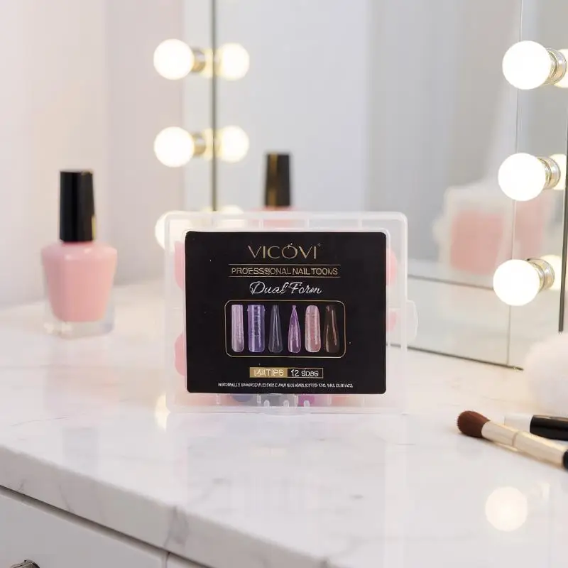 Ensemble de formes d'ongles colorées, 140 pièces/boîte, formes complètes d'ongles, moules supérieurs pour ongles, formes d'extension de Gel, outils de faux moule de construction