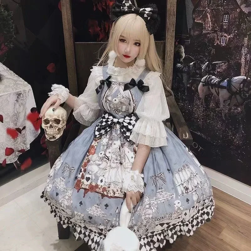 Vestido Lolita Gótico Japonês para Meninas, Vintage, Escuro, Funeral, Lolita JSK, Mulheres Harajuku, Kawaii, Sem Mangas, Punk, Vestidos Suspender