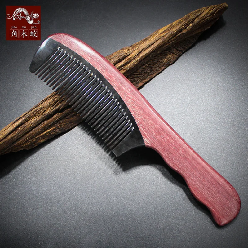 

Purple heart wood comb Buffalo horn comb for massage and hair styling