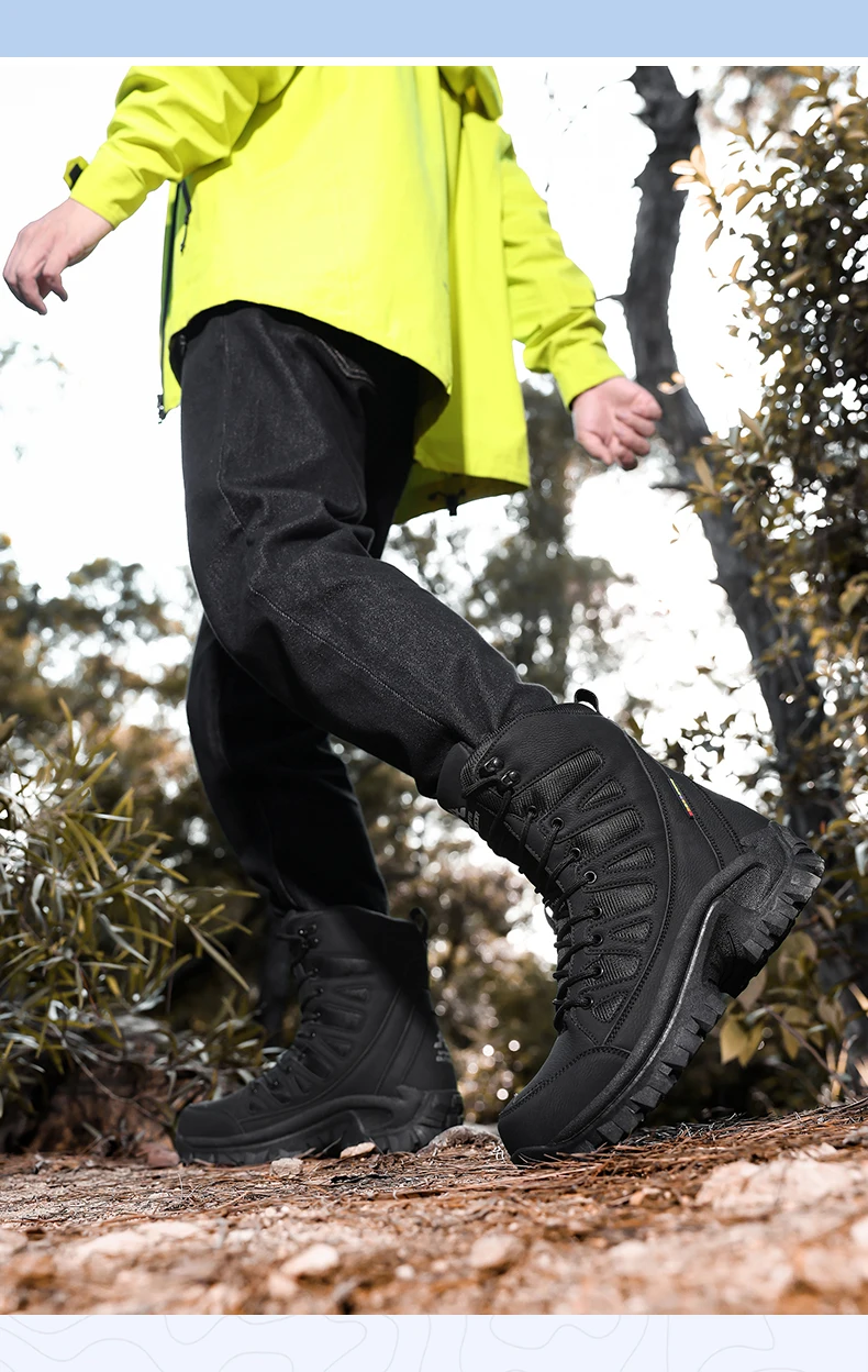 Männer Bergsteigen Schuhe Im Freien Nicht-slip Taktische Stiefel Wüste Boot Atmungsaktive Leder Obermaterial High Top Feld Training Sicherheit schuh – Detail 13