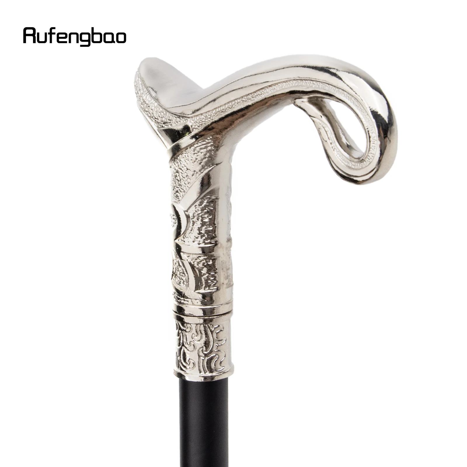 White Luxury Curve Line Type Single Joint Walking Stick Decorative Cospaly Fashionable Walking Cane Halloween Crosier 93cm