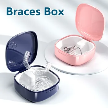 Caja de retenedor portátil para remojar los dientes, caja protectora bucal, alineador de dientes, caja de tirantes de ortodoncia Invisible, limpieza bucal