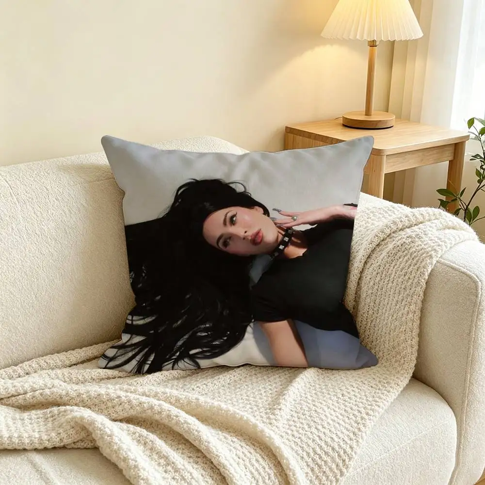 Actress M-Megan Fox  Square Double-Sided printed Pillow Case Bedroom Bedside Pillow Sofa Cushion Cover