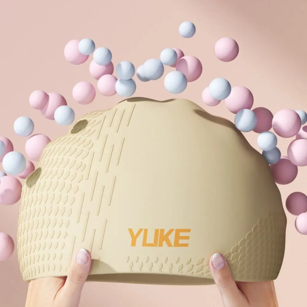 

Solid Color Swimming Hat Elastic Lightweight Silicone Swimming Cap Long Hair Breathable Printed Swimming Cap Water Sports