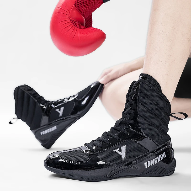 Zapatos de lucha profesionales para hombre, calzado de boxeo antideslizante, zapatillas de gimnasio con amortiguación