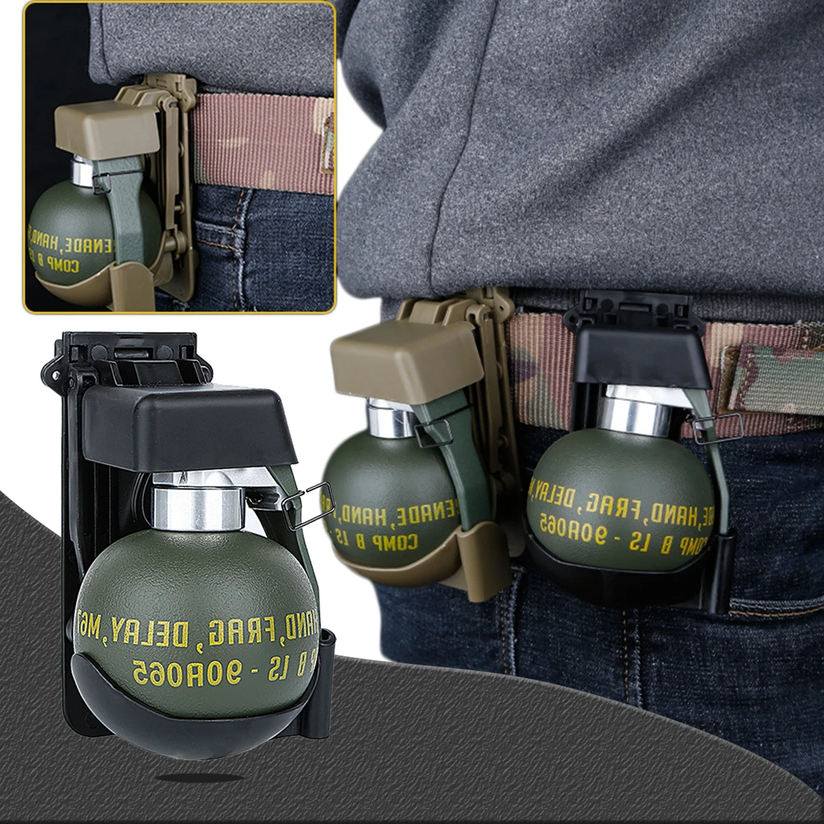 

M76 Hand Grenade Model Toy with MOLLE System Internal Hollow Carryable Items for Outdoor Hunting and Weight-bearing Training