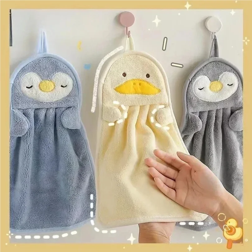 

3pcs Cartoon Penguin Duck Hand Towel Washcloth Cute Small Towels Strong Water Absorption Bathroom Toilet Kitchen Hand Towel