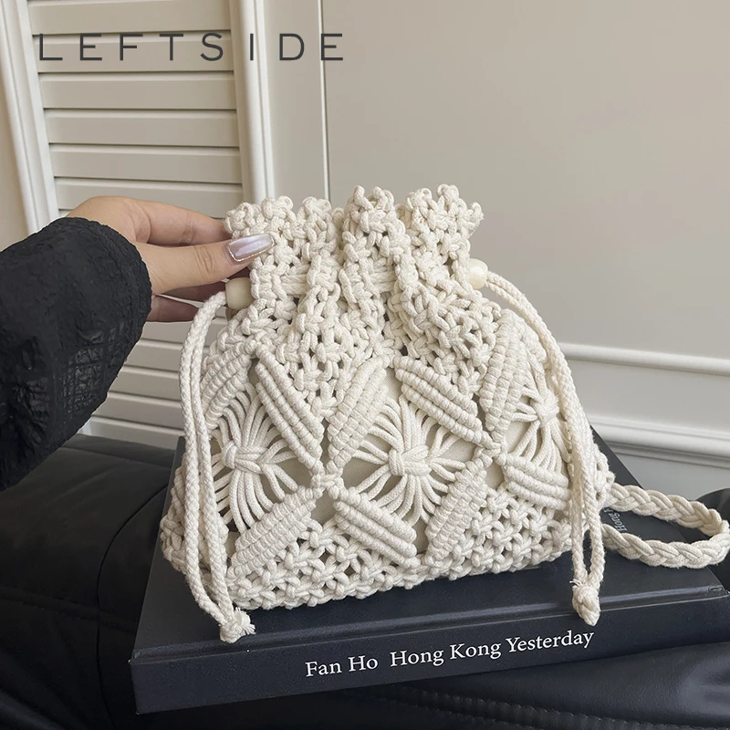 

Левая сторона, маленькие сумки на плечо для женщин, новинка 2023 года, летняя вязаная сумка через плечо, женская тканая сумка ​ Пляжные сумки из рафии Сумки