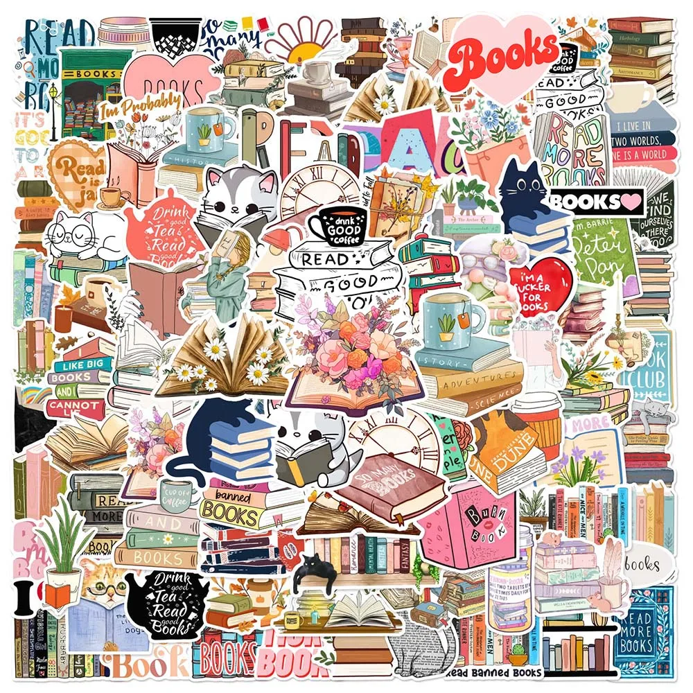 10/50/100Pcs Reading Book Aesthetic Varied Stickers Pack for Kids Travel Luggage Laptop Wall Notebook Decoration Graffiti Decals