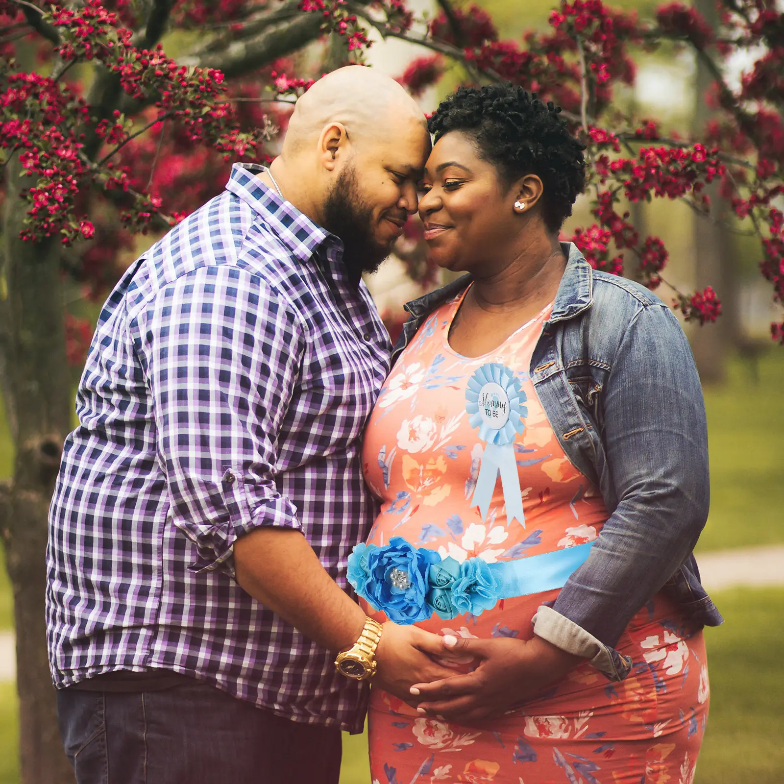 

1Set Pregnancy Sash and Corsage Set Elegant Maternity Belly Belt for Announcement Keepsake Gift Shining Comfortable Design