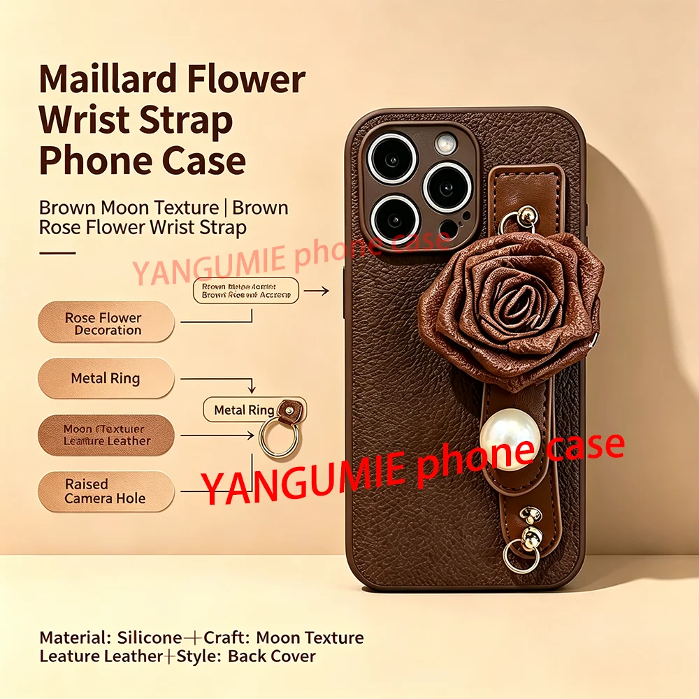 Mallard Flower Bracelet Compatible with Apple iPhone 16 Case for Women 15 Pro Max/14 Soft iPhone 12 13 11/8P Crossbody Bag