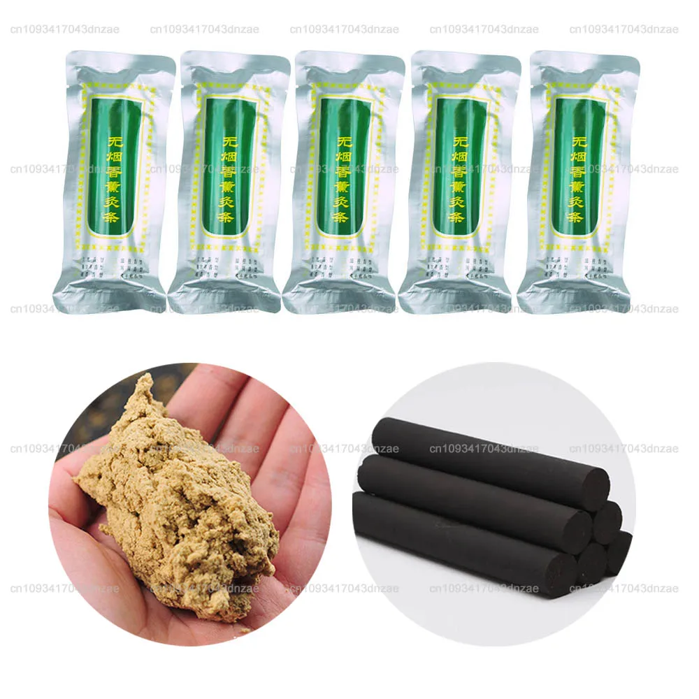1/5/10Pack 18*130mm Smokeless Moxa Stick Moxibustion Roll Chinese Medicines Moxas Therapy Acupuncture Massage Warm Uterus Health