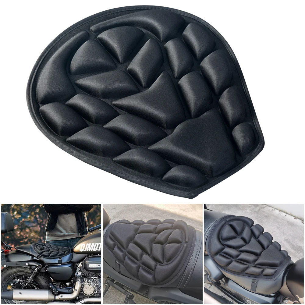 Funda de almohada de aire para motocicleta, funda de asiento transpirable para motocicleta, cojín con absorción de impacto, sillín de descompresión para viajes y ciclismo