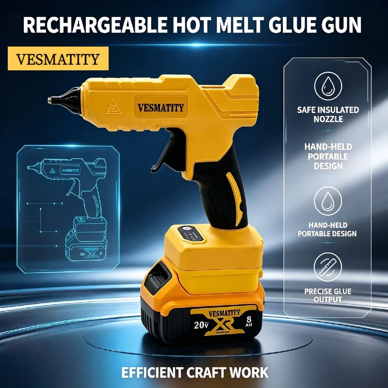 Hot Melt Glue Gun Cordless - ハンドヘルド電動多機能ホットメルトグルーガン VESMATITY コードレス 防熱ノズル 修理 DIY