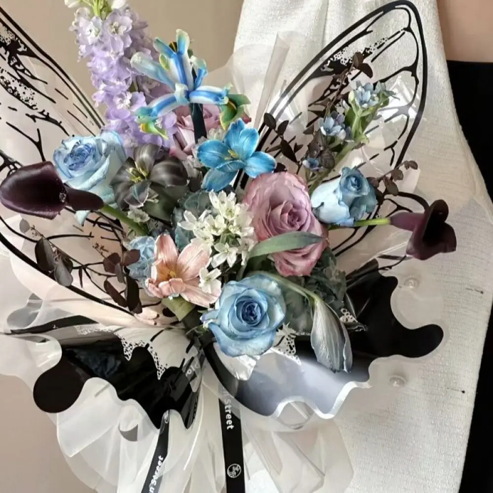 Beautiful Butterfly Design Floral Packaging Sheets Clear OPP Material Bouquet Wrapper For Florist Flower Shop Decorative Arts