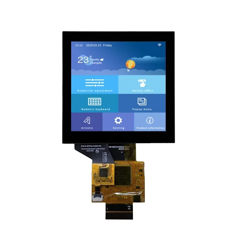 

2026 DWIN T5L 480*480 4 Inch Full Lamination COF Capacitive Touchscreen LCD Module for Temperature Control Thermostat Wire-contr