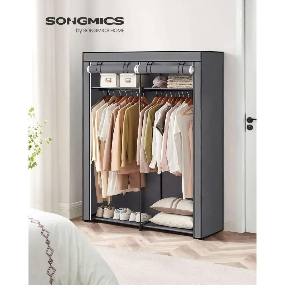 

Closet Wardrobe, Portable Closet for Bedroom, Clothes Rail with Non-Woven Fabric Cover, Clothes Storage Organizer