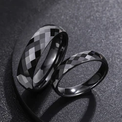 Kolmnsta 4/6mm Black Ceramic Ring For Woman Man Pink/White Diamond Cut Anti-Scratched Unisex Rings Allergy Free Never Fade