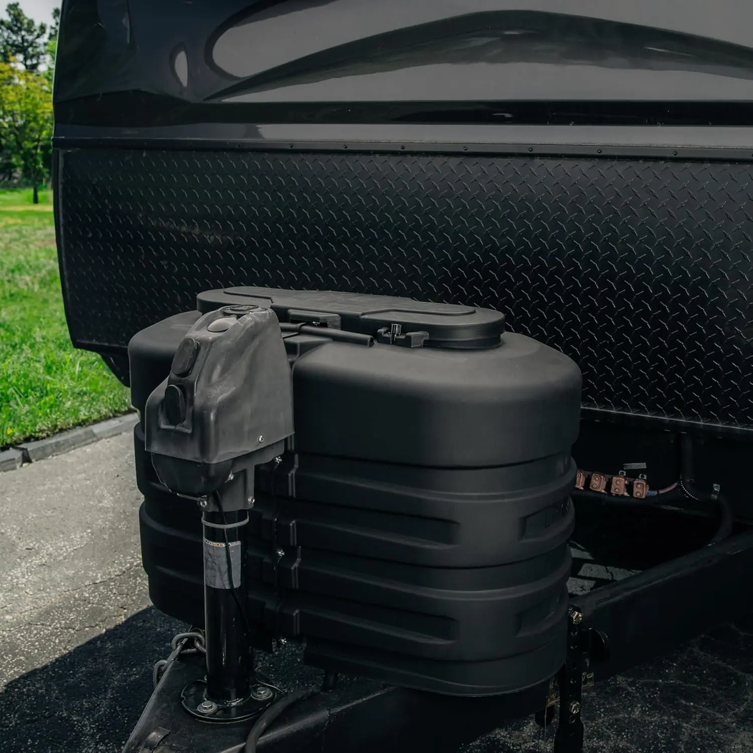 RV Dual Propane Tank Cover - Measures 29.5″W x 15.5″D x 20.5″H - Features Hinged Top Panel for Easy Access