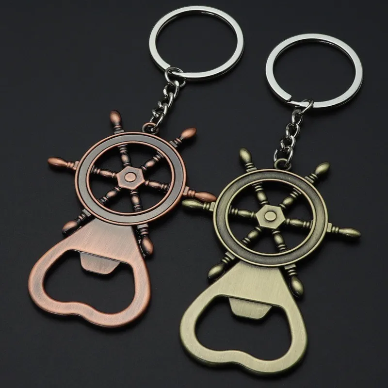 Fashion Rudder Anchor Metal Keychains Multifunction Beer Bottle Opener Keyrings Car Keyholder Accessories Gift Souvenir - view 3
