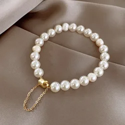 Elegant Imitation Pearl Bracelet For Women's Magnetic Buttons Creative Design Bracelets Wedding Daity Hand Jewelry Accessories K
