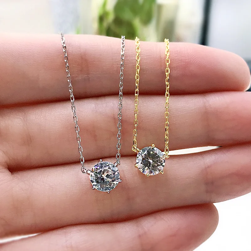 Solitaire Moissanite Diamond Pendant 100% Real 925 Sterling Silver Party Wedding Pendants Necklace For Women Chocker Jewelry