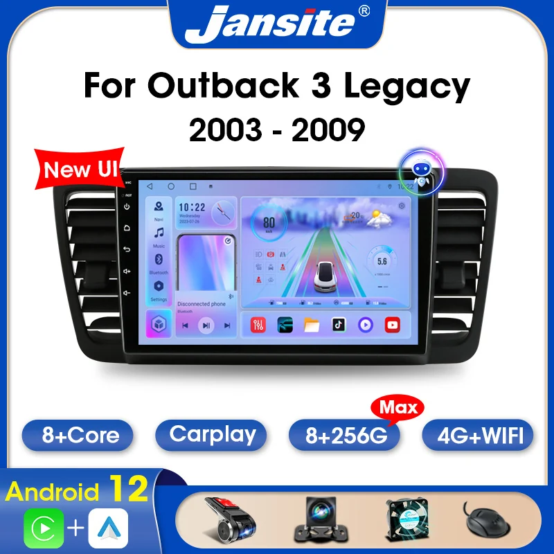 

Jansite 2 Din Android 12 Car Radio For Subaru Outback 3 Legacy 4 2003-2009 Multimedia Video Player Carplay Autoradio DVD Stereo