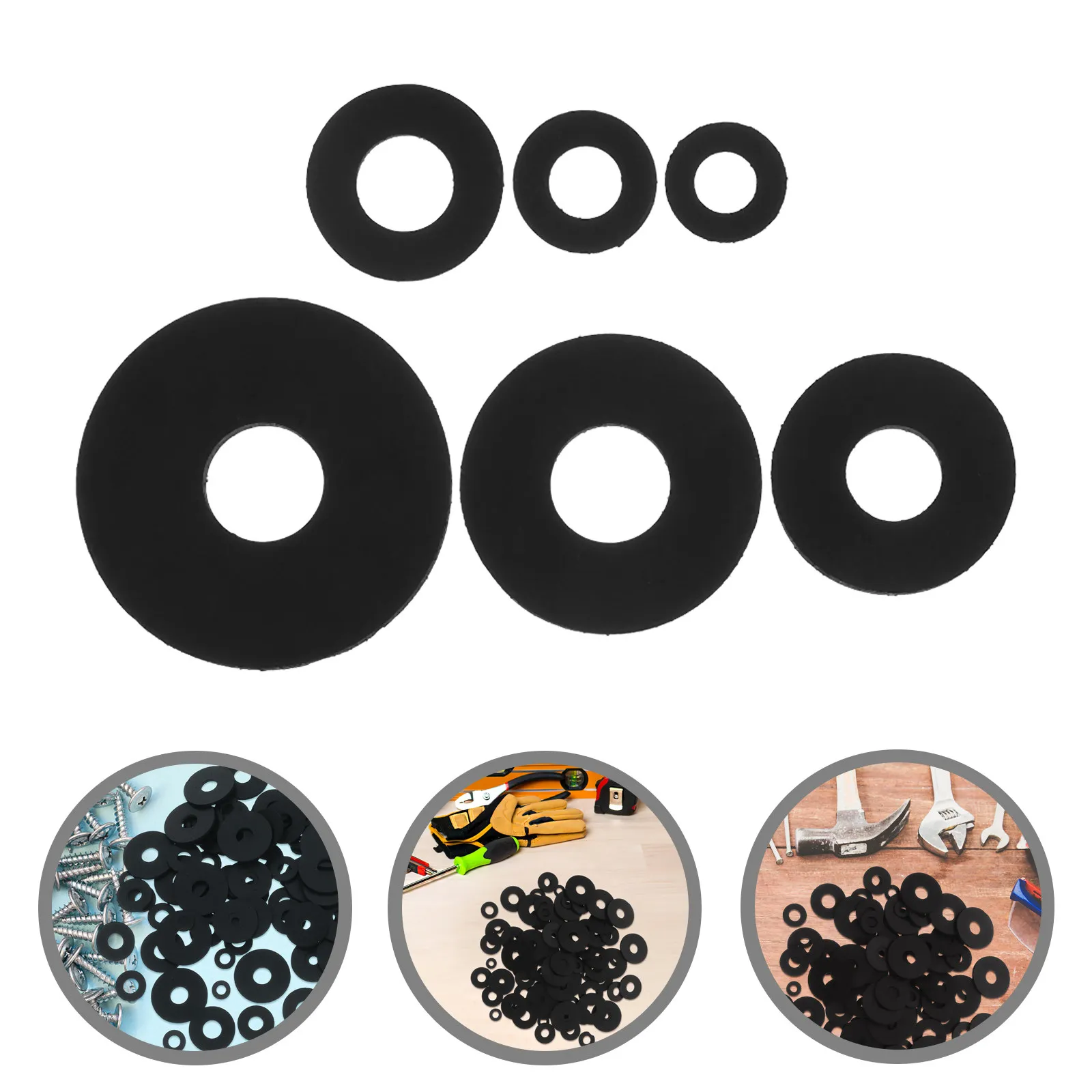 120Pcs Rubber Washers Abrasion Resistant Heavy Duty Vibration Suppression for Home Appliances Flat Rubber Grommets Black Pads