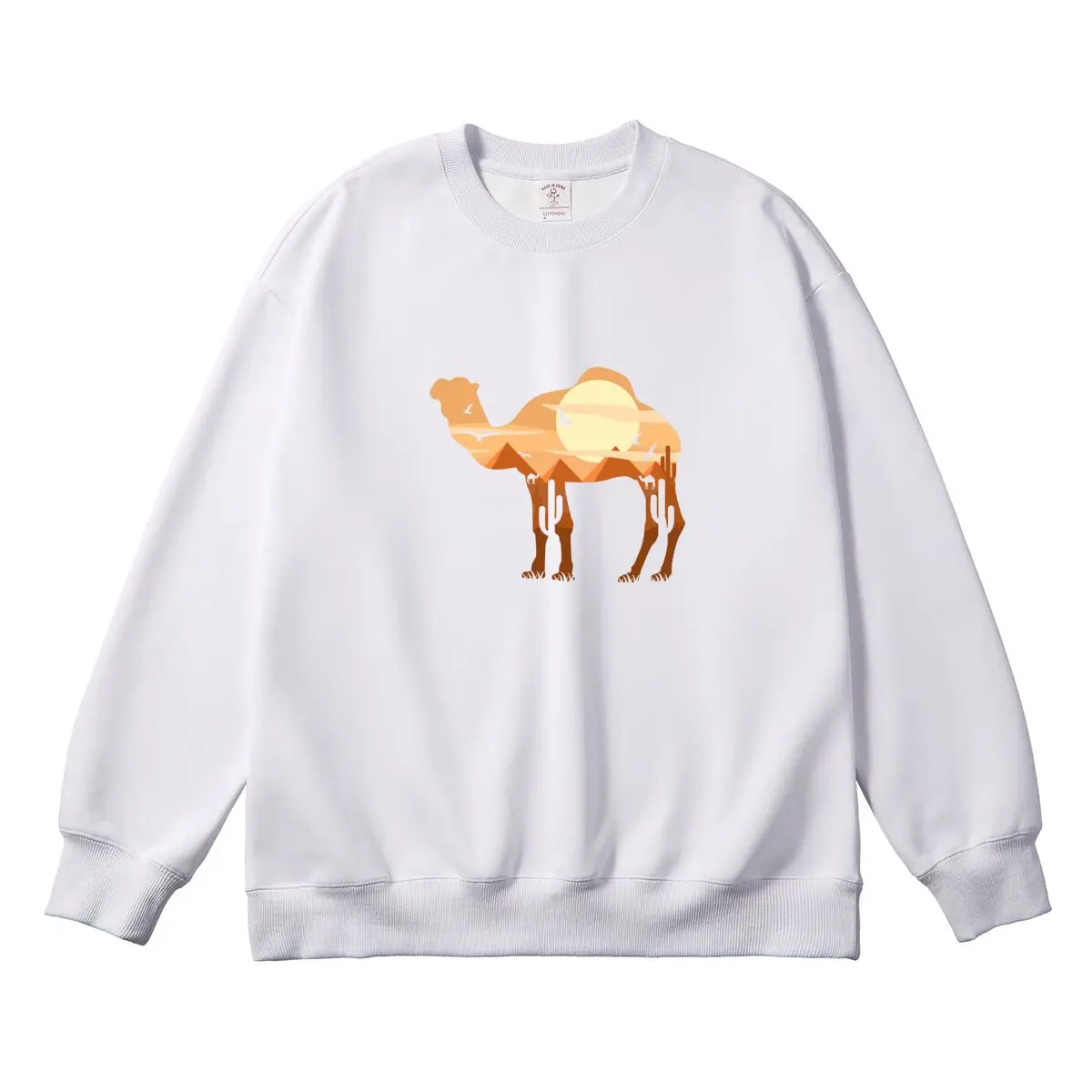 Oversized Women Pullover Desert Camel Graphic Woman Tops Female Sweatshirt Round Neck Long Sleeve Autumn Thick Clothes