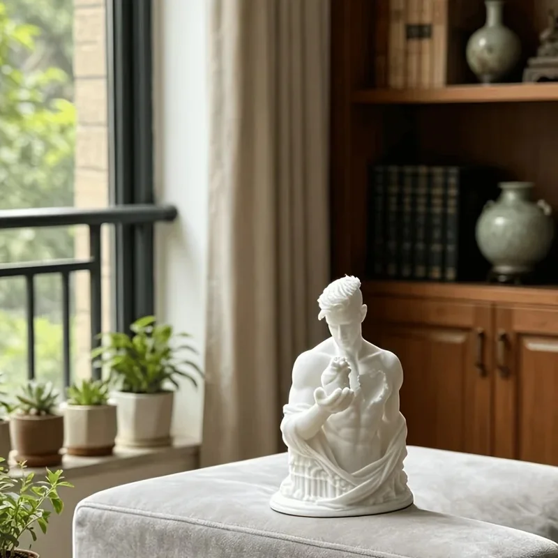 Broken Chest Male Bust Figurines 3D Printed Man Holding Anatomical Heart Sculpture Art Tabletop Decor for Home Office Desk Study - view 6