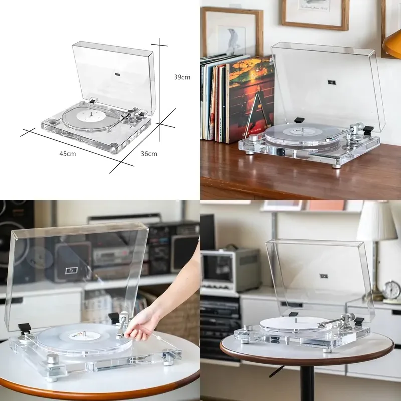 Professional Vinyl Record Player Transparent Acrylic Turntable with Bluetooth Transmission High End Pickup