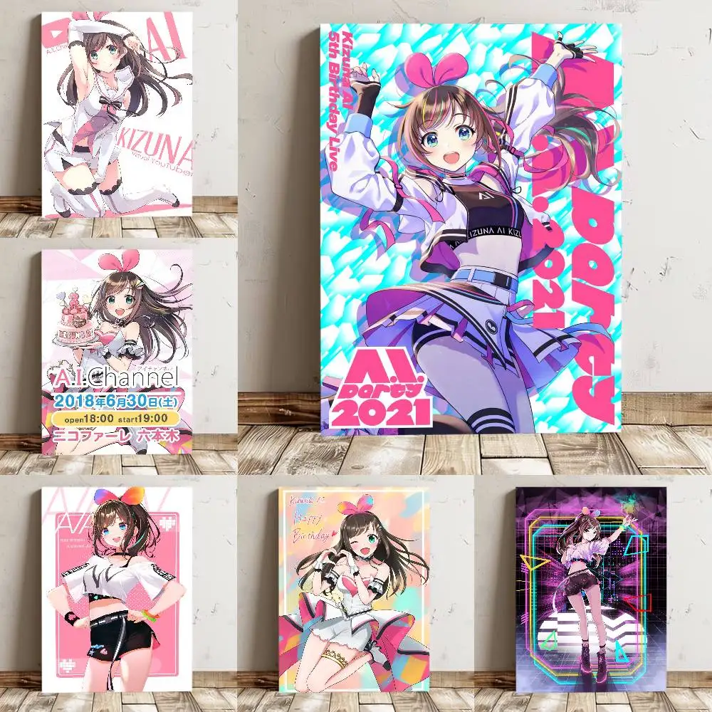 Póster de primera ancla Virtual Kizuna AI, impresión de alta calidad, pegatina artística de pared impermeable para Bar, decoración para sala de estar, regalo
