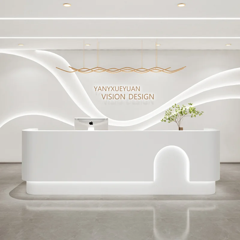 Modern Cream Style Cashier Desk Nordic Creative Clothing Store Company Reception Desk Office Furniture Balcao Recepção FYRD