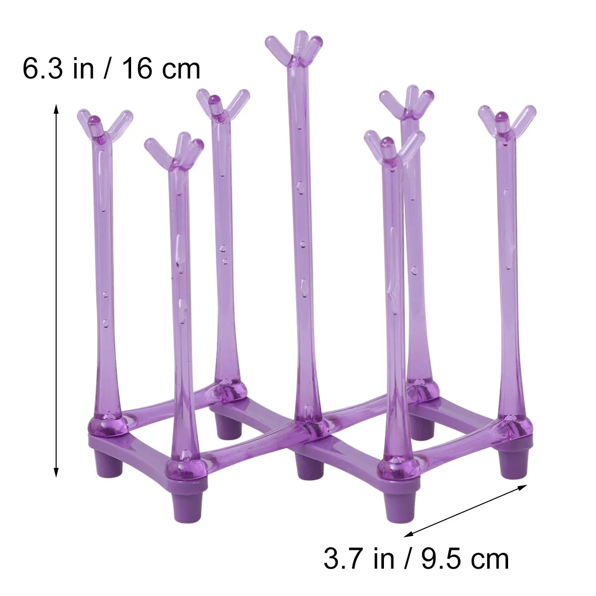 Plastic Foldable Stretchable Cup Rack 7 Sticks Goblet Storage Organizer Mug Drainer Baby Bottle Holder Kitchen Cup Shelf Purple