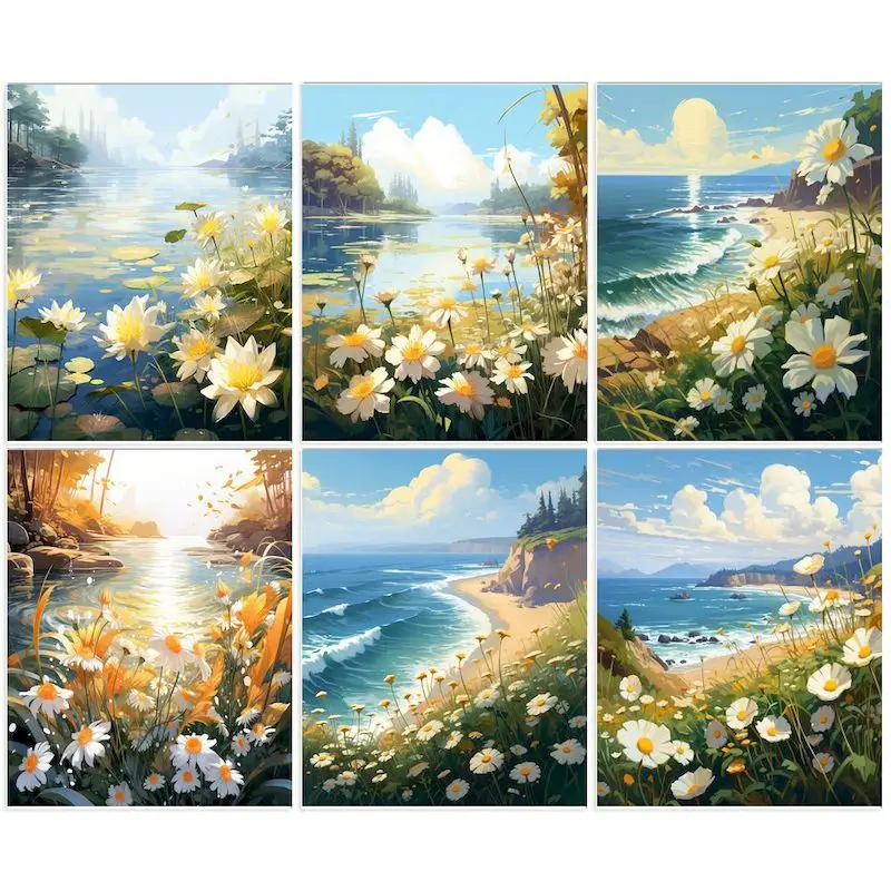 

CHENISTORY DIY Painting By Number Flower Kits For Adults Handpainted Canvas By Number Frameless Home Decoration Unique Gift