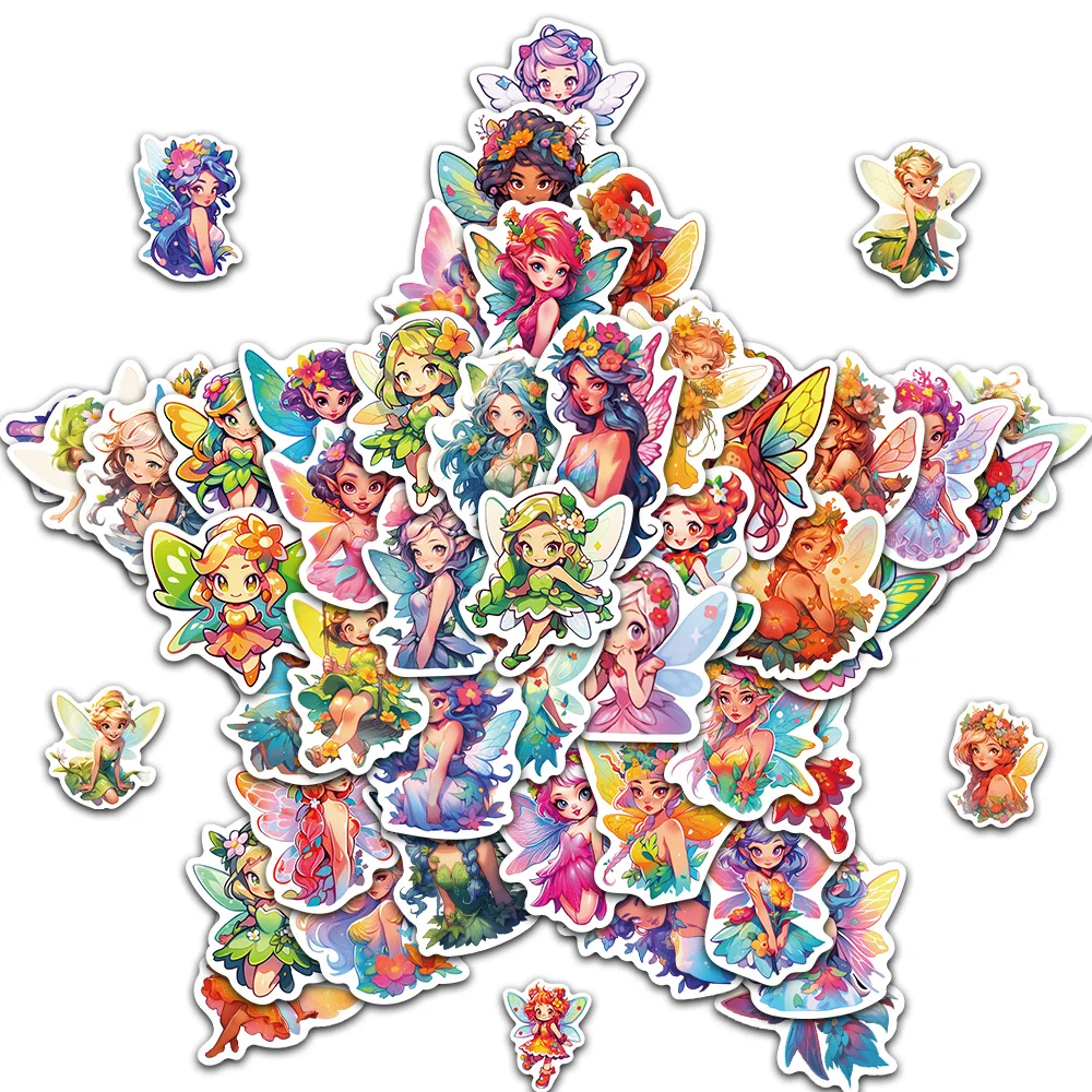50/100PCS Cartoon Schöne Kleine Blume Fee Graffiti Aufkleber Klassische kinder Aufkleber Desktop Bild Bücher Telefon DIY