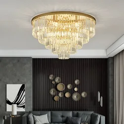 American Retro Glass Tube Pendant Lamp LED Round Round Foyer Living Room Living Room Crystal Hanging LED Ceiling Lamp Home Decor