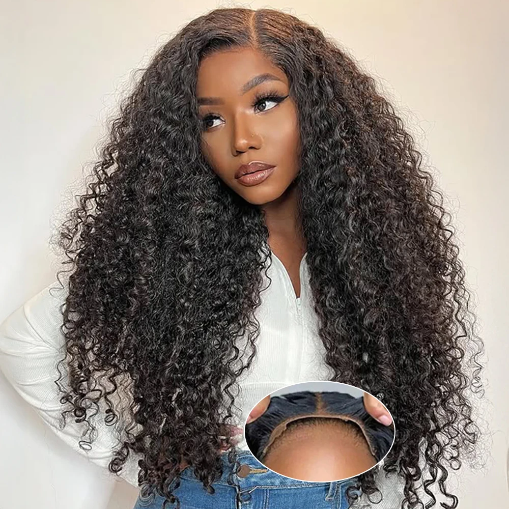 

Snwprin Glueless Curly Human Hair Wigs 7x5 HD Lace Closure Ready To Wear 30 38 Inches Deep Wave 100% Human Hair Wigs 220 Density