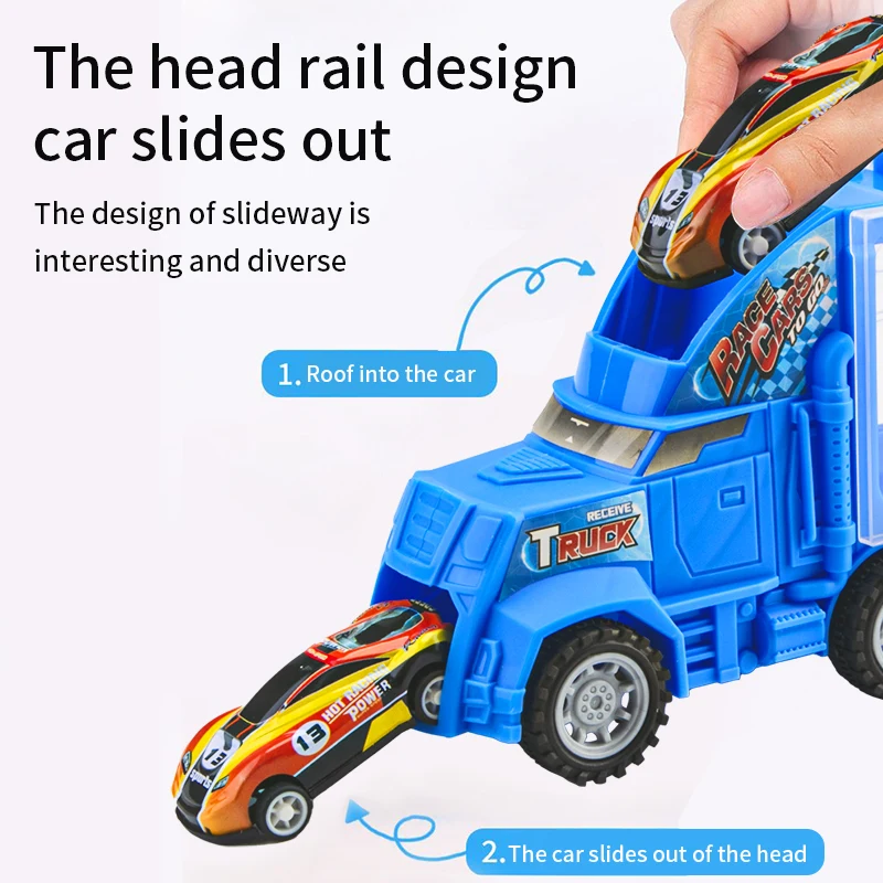 Children\'s inertial storage toy car send 6 alloy pull-back car portable container car 3 4 5 6 7 year old boy and girl set birthd