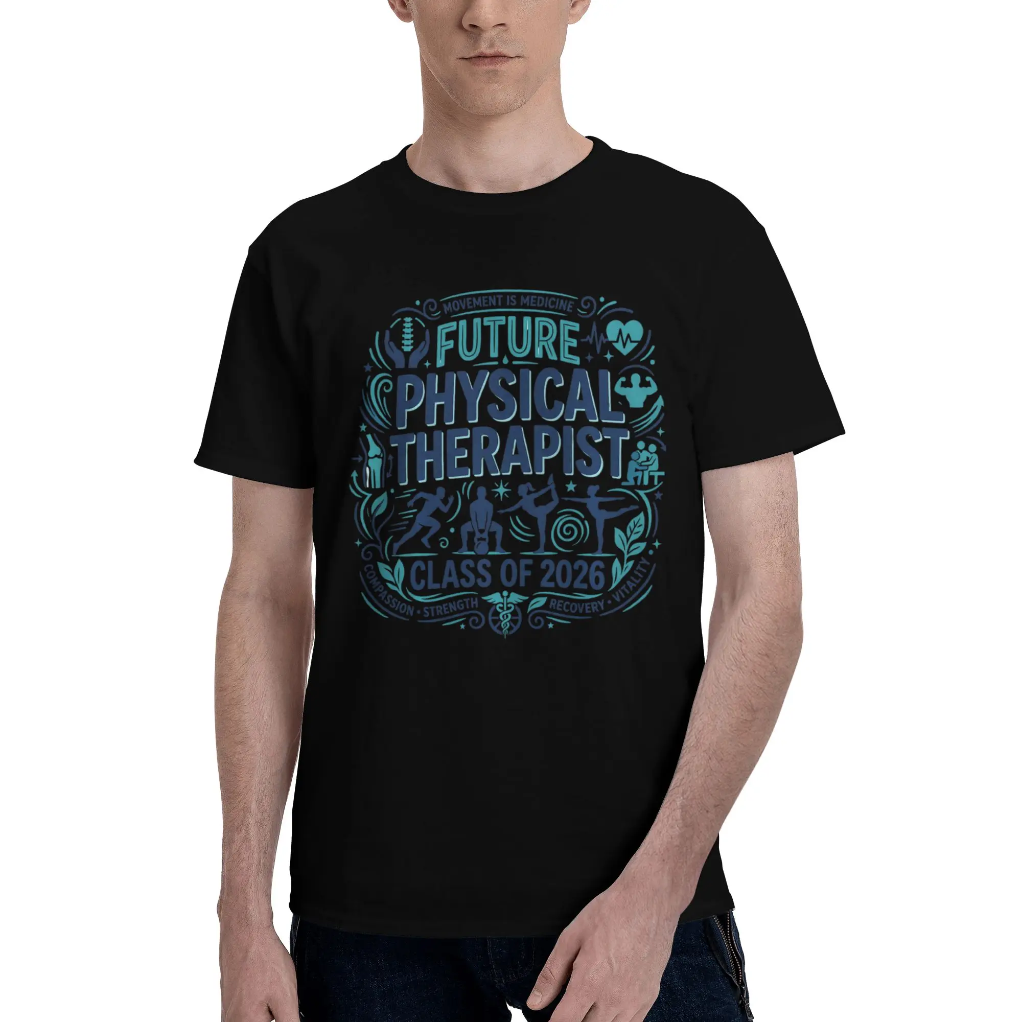Future Physical Therapist Grad Funny Graphic 100% Cotton T-Shirt class of 2026 Tees Tops For Men