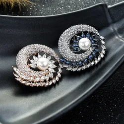 SKEDS Retro Rhinestone New Brooches Pins For Women Pearl Elegant Accessories Crystal Shiny Corsage Party Wedding Brooch Pin Gift