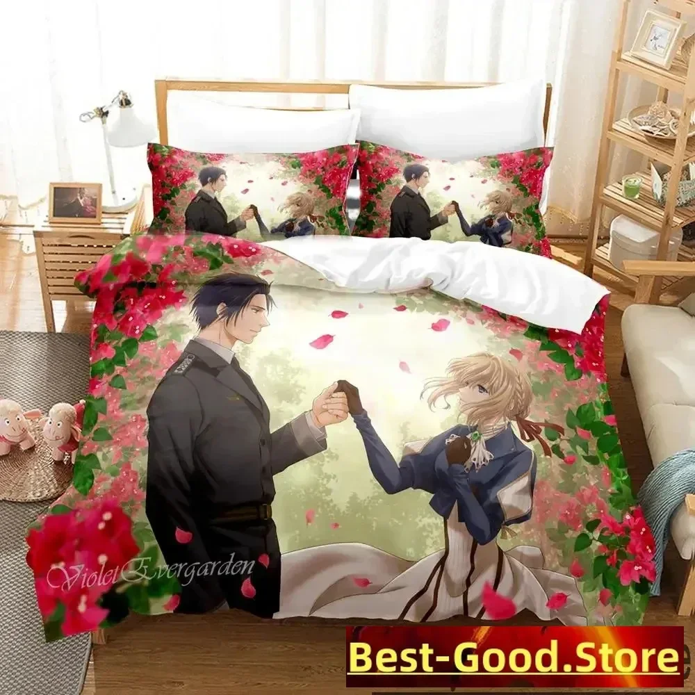 Anime Violet Evergarden Bedding Set Duvet Cover Bed Set Quilt Cover Pillowcase Comforter king Queen Size Boys Adult Bedding Set