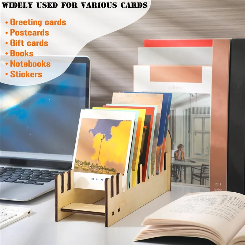 

Wooden Desktop Card Storage Rack Office Organizer Paper Greeting Card Display Rack Advertising Business Card Rack-Y78A