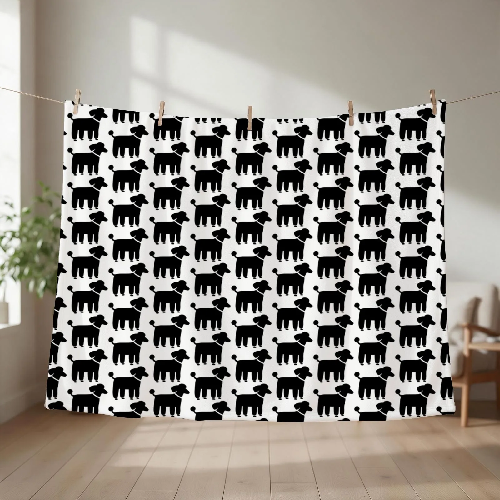 Black Poodle(s) Throw Blanket couch cozy soft plush fuzzy picnic outdoor blanket