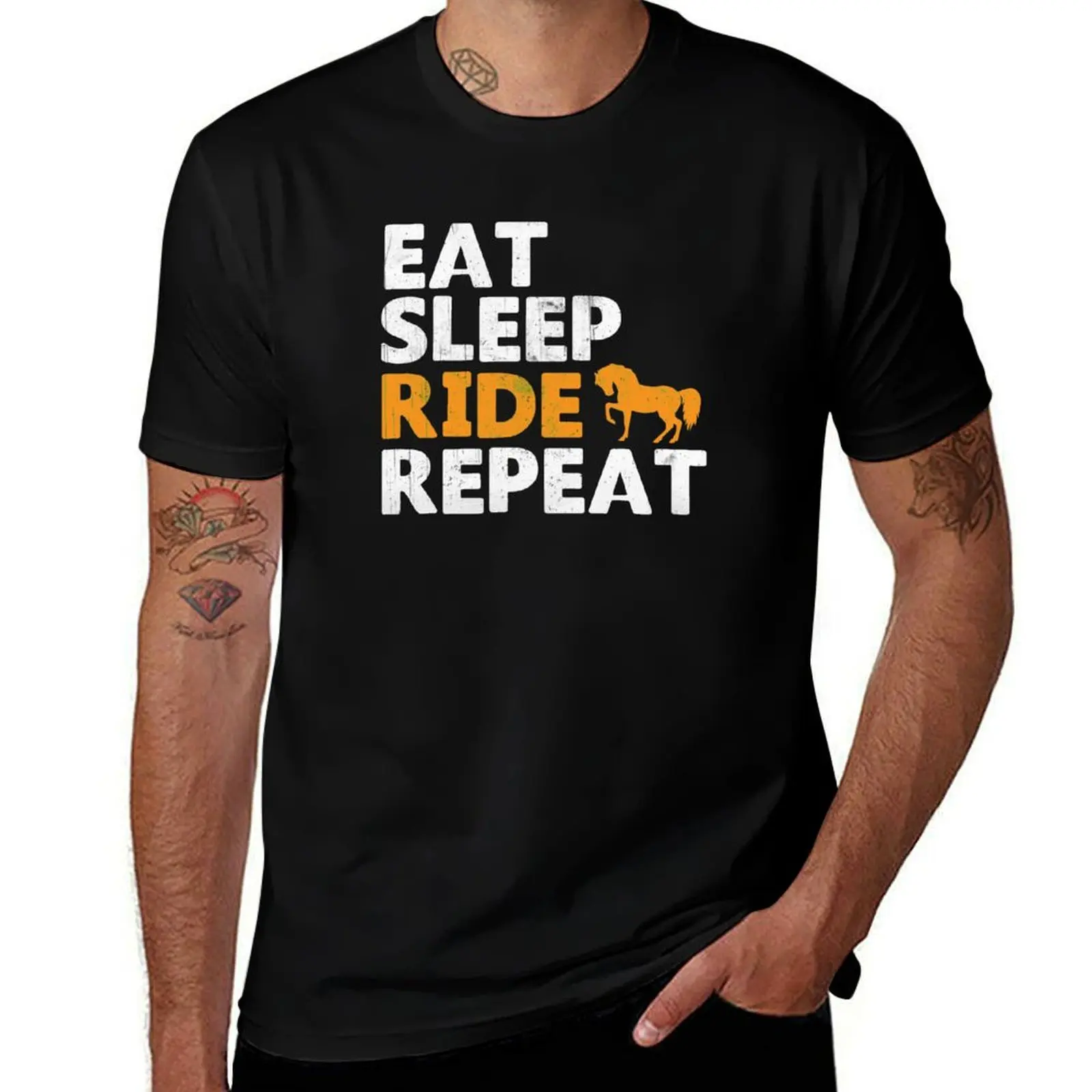 

Eat Sleep Ride Horses Repeat T-Shirt man t shirts cotton man t shirts graphic T-Shirt