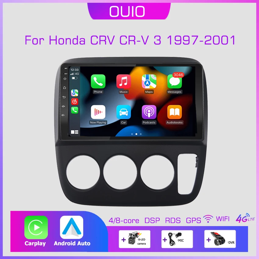 

2din Android10 Car Radio Multimedia Player Carplay Auto GPS Navigation DSP BT For Honda CRV CR-V 3 1997 1998 1999 2000-2001