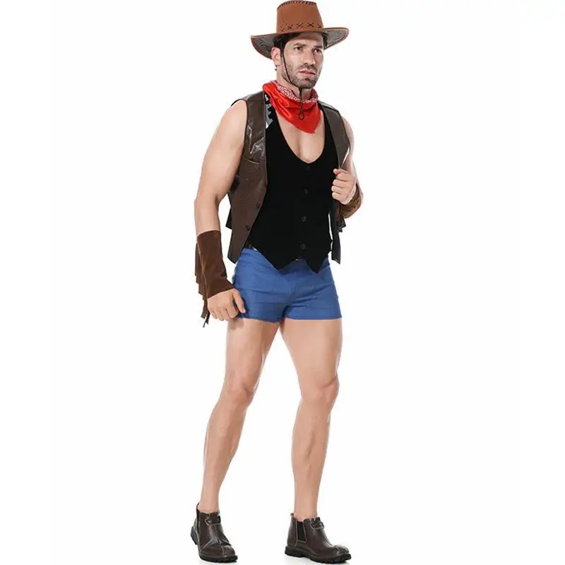 New Halloween Western Cowboy Men Adult Cosplay Bar Party Cosplay Costume