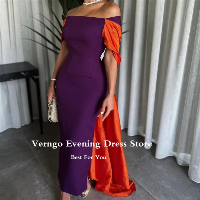 Verngo – robe de soirée pour femmes, Simple, épaules dénudées, manches courtes, tenue de bal, de fête, de célébrité, dubaï