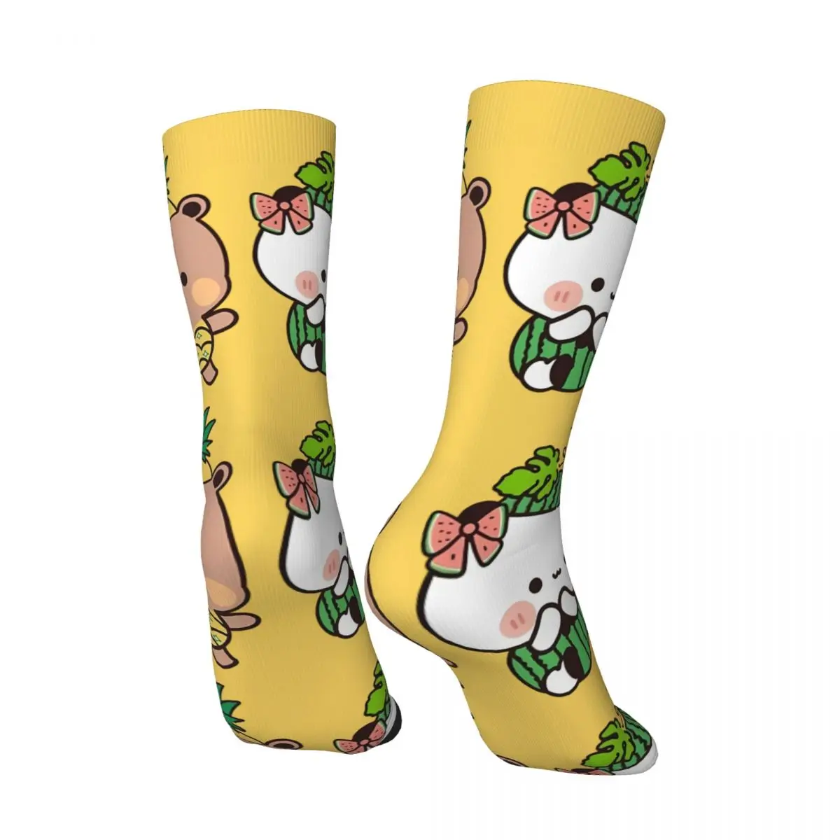 Hip Hop Retro Fruits Pineapple Watermelon Crazy Men's compression Socks Unisex Milk and Mocha Bubu Dudu Street Style Crew Sock